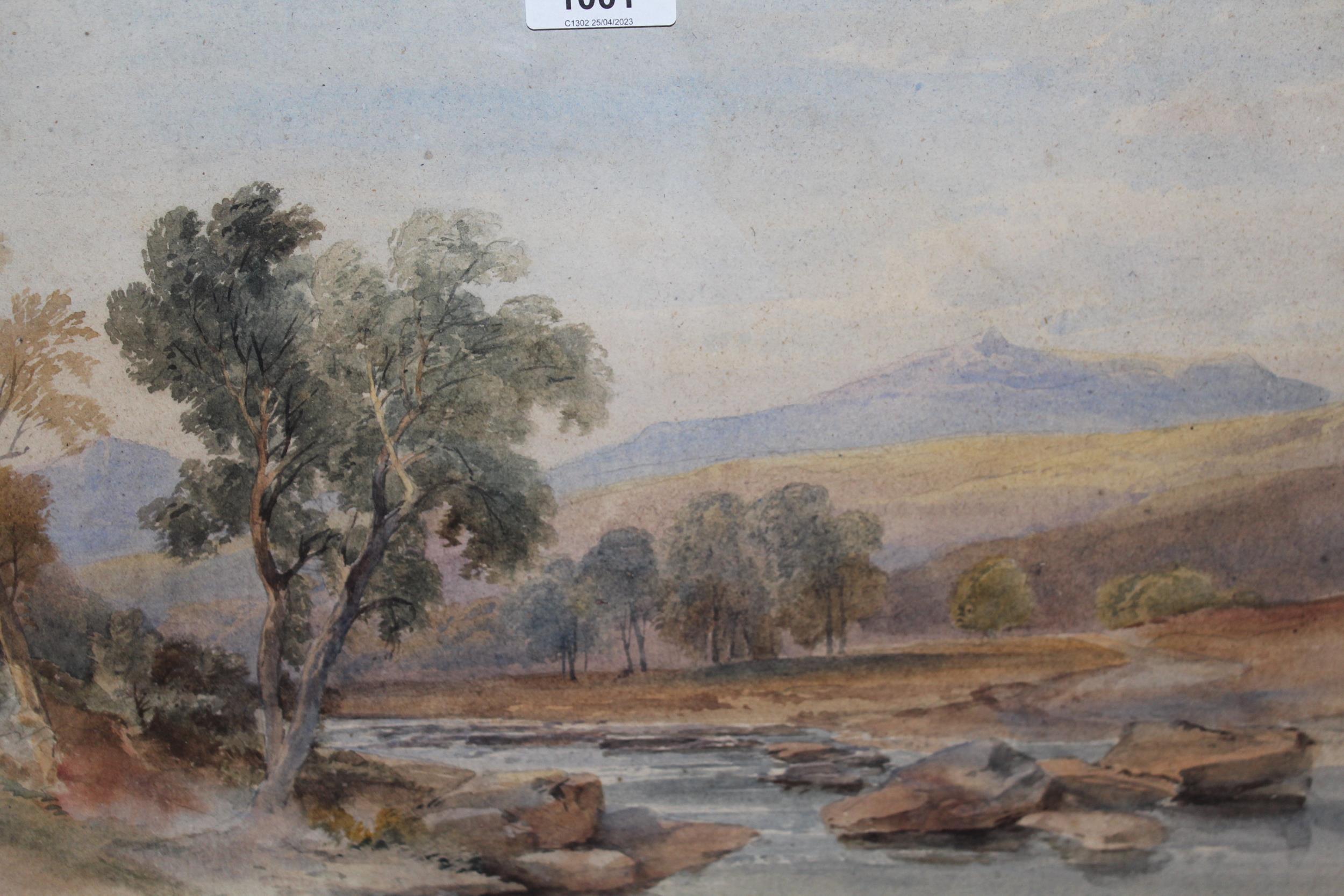 Harry Smith, 19th Century watercolour, landscape with river to the foreground bearing inscription