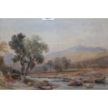 Harry Smith, 19th Century watercolour, landscape with river to the foreground bearing inscription