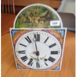 Black Forest wall clock with painted dial (lacking weights and pendulum), two American style wall