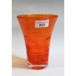 Whitefriars tangerine flared glass vase, 16cms high