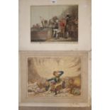 Group of four James Gillray, hand coloured satirical cartoons (trimmed and mounted) 25cms x 30cms