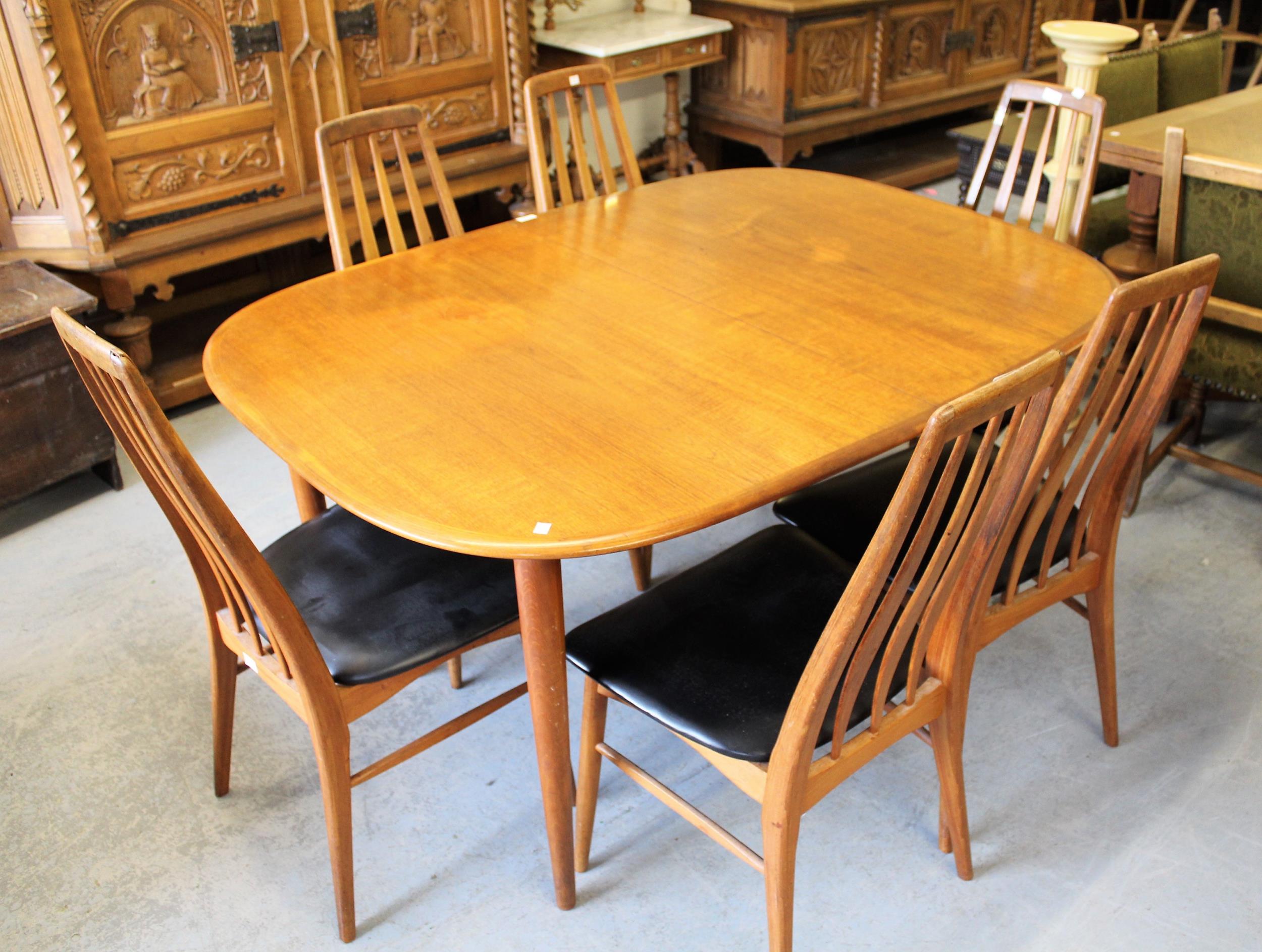 Mid 20th Century Danish teak sideboard by Mobler, 200cms wide together with a set of six teak dining - Image 2 of 2