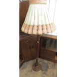 1930's Fluted and carved column standard lamp with ornate shade