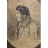 19th Century oval pencil head and shoulder portrait of a gentleman dated 1839, in a rosewood and