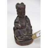 Chinese carved wooden figure of Buddha, 16cms high