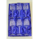 Boxed set of six Edinburgh crystal wine glasses