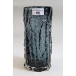 Whitefriars cylindrical glass Bark vase in indigo, 23cms high In good condition, no chips or cracks