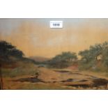 Watercolour, figures in a landscape fishing, signed Hume R.B.A., framed, 26cm x 37cm together with a