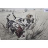 Henry Wilkinson, signed Limited Edition etching, two sporting dogs in a landscape, No. 70 of 75,