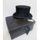 Gentleman's top hat by Lock & Company, London, size 7 and 3/8, in original box