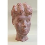 Early 20th Century, terracotta sculpture head study of a young lady 11.5ins high