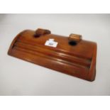 Art Deco Caryacraft orange Bakelite two bottle ink / pen stand, 29cms wide