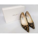 Jimmy Choo, London, pair of leopard print suede court shoes with kitten heels, size 36.5, in