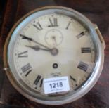 Brass cased Smith's Empire ships clock, the painted dial with Roman numerals, subsidiary seconds and