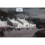 John Knapp-Fisher, signed lithograph ' Chapel Goers. Groesgoch ', also signed on Trevigan Gallery