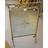 Edwardian brass mirror inset firescreen In good condition, just requires a polish.