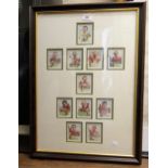 Framed set of eleven England 1966 World Cup Winners trade cards
