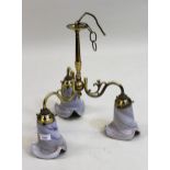 Christopher Wray brass chandelier with glass shades In good condition, no chips or damage to glass.