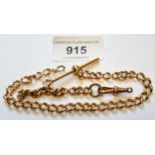 15ct Gold curb link Albert watch chain (for repair), and with a 9ct gold clip, 24.5g gross