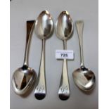 Set of four George III Old English pattern table spoons, 7oz t