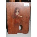 19th Century artist's palette board painted with portrait of a lady, together with a small oval