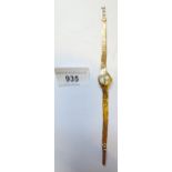 Ladies 9ct gold cased Avia wristwatch with integral 9ct gold bracelet, 12.5g