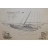 Group of three 20th Century pencil drawings, plans, notes and vignettes of three 1890's racing