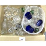 Small box containing a quantity of various cut glass and other stoppers