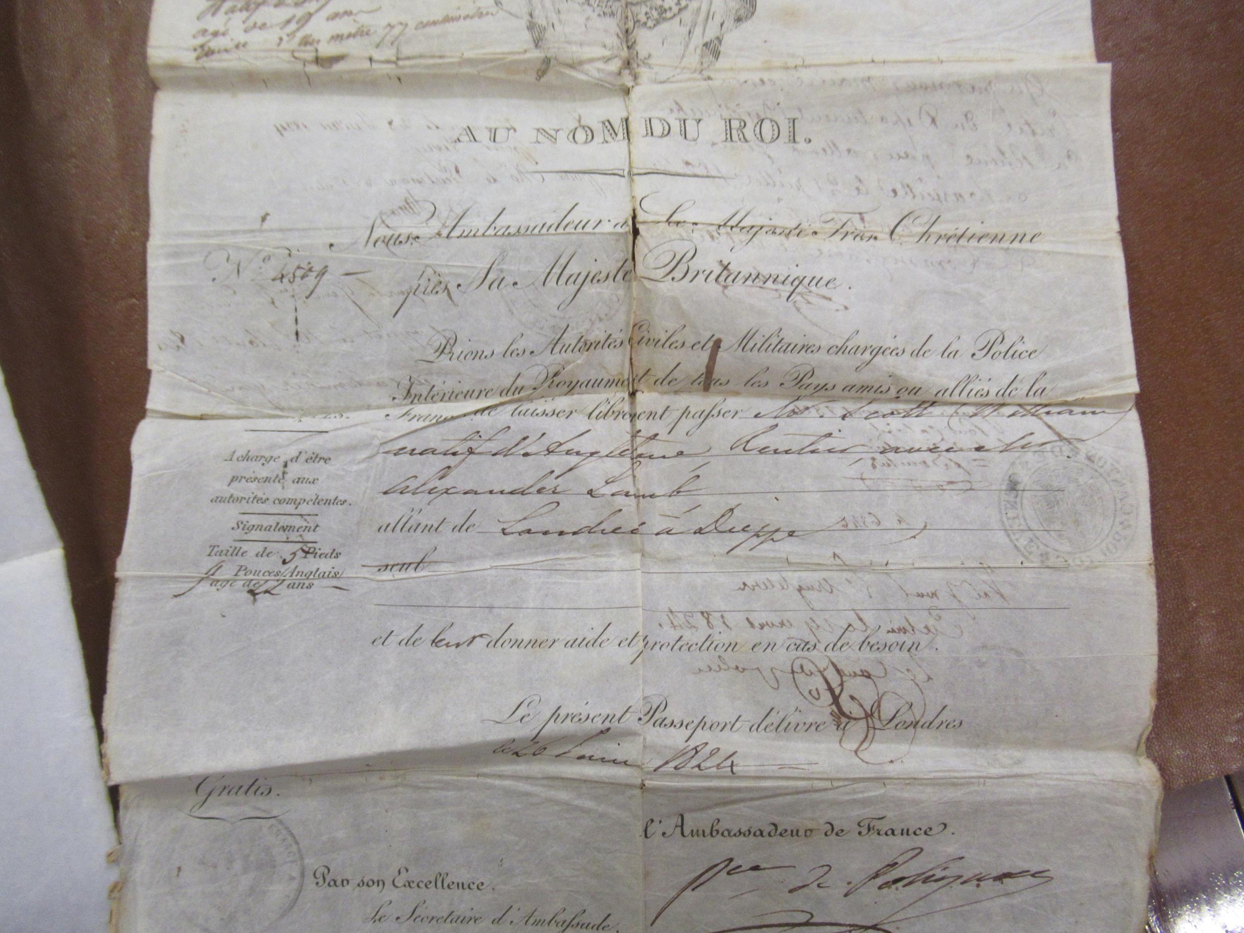 19th Century passport issued to Robert Henry Dudley Scott, signed by Henry John Viscount - Image 4 of 9