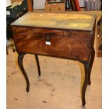 19th Century mahogany rectangular writing box with a painted lid and mounted on associated