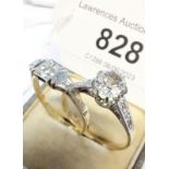 18ct Gold diamond set solitaire ring, size O.5, together with a 9ct gold dress ring, size M, 3.6g