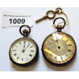 Two Continental silver cased fob watches