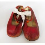 Pair of late 19th / early 20th Century child's red leather shoes by W.H. Dutton & Sons,