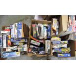 Three boxes containing a large quantity of various model aircraft kits including Airfix, Revell etc.