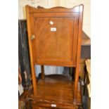 Edwardian mahogany and line inlaid tray top bedside cabinet