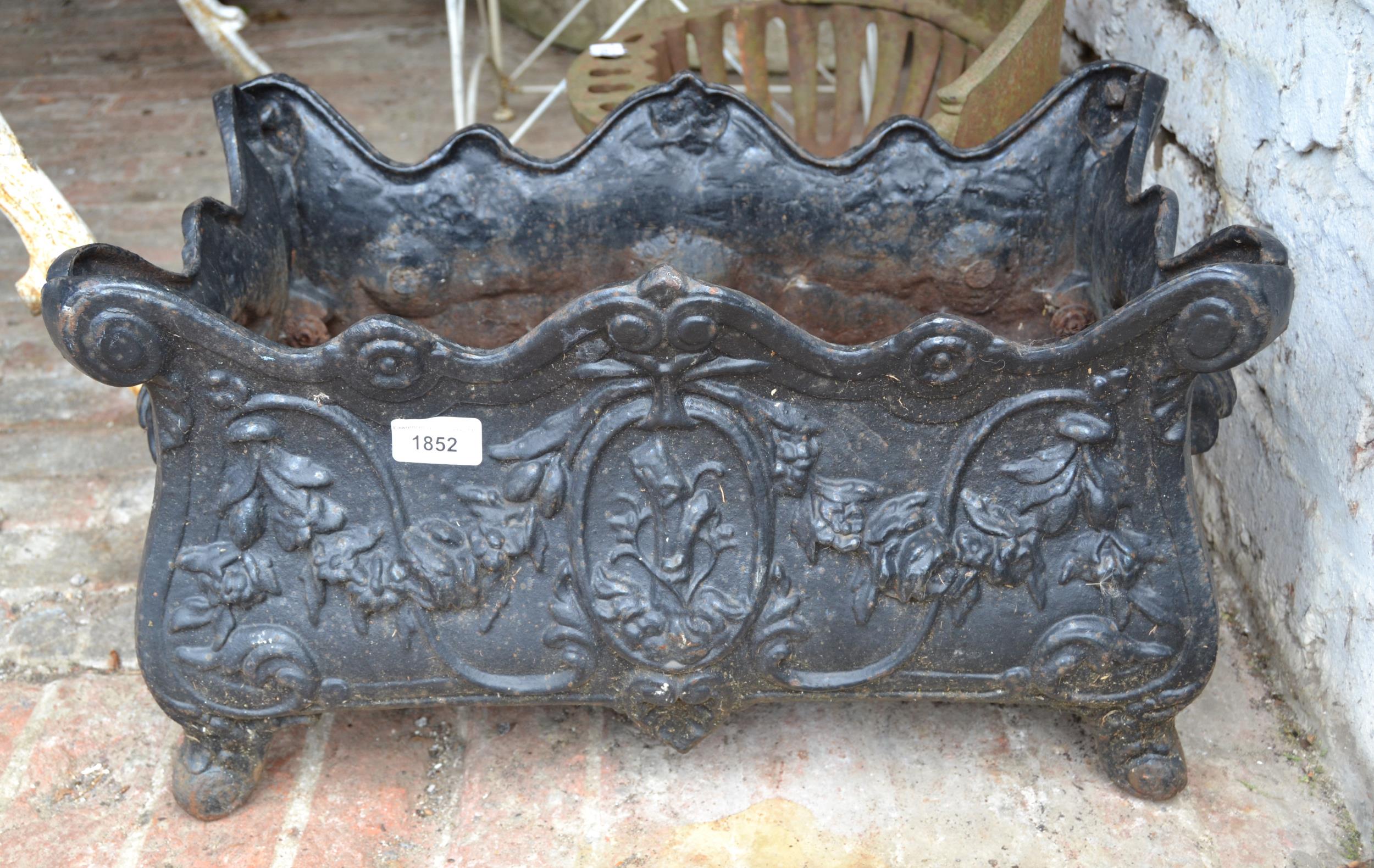 19th Century French black painted iron garden planter Some areas of rust but generally in good