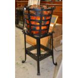 Late 20th Century black painted iron electric brazier, 100cms high x 48cms diameter