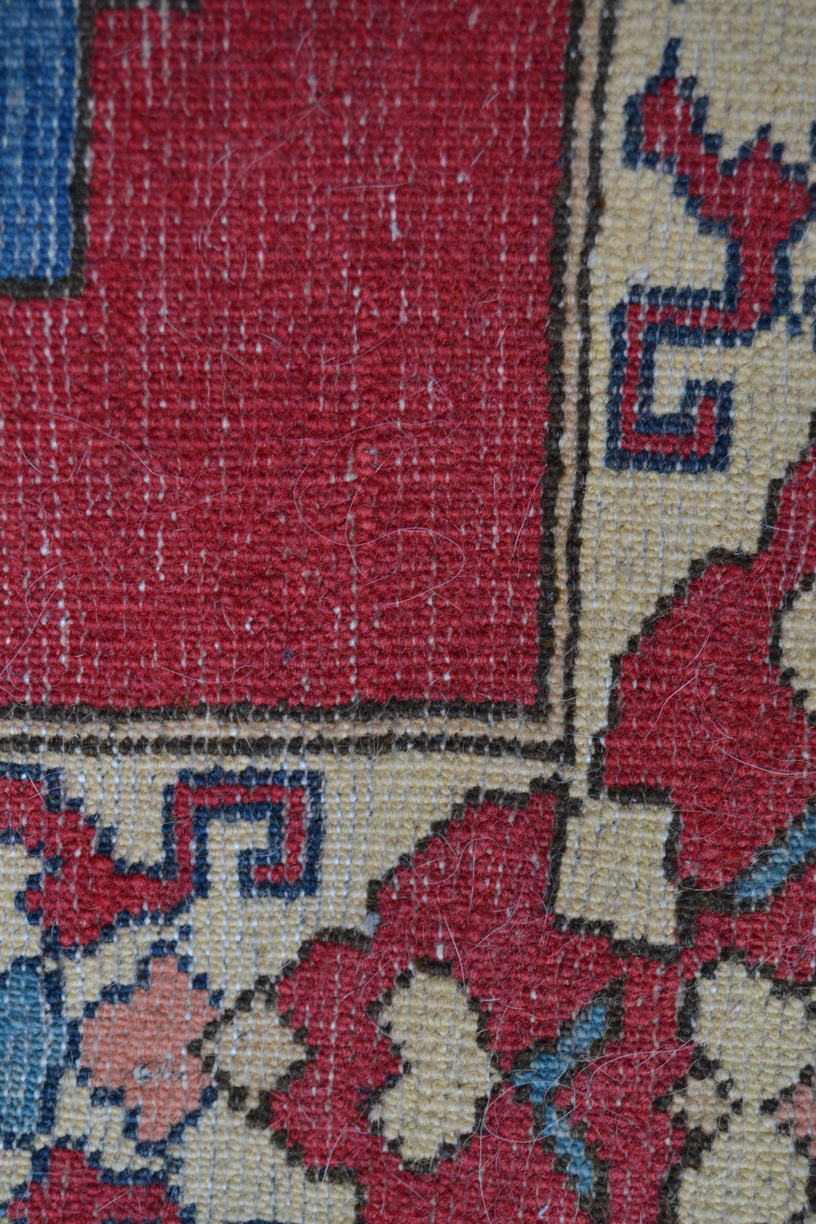 Turkish rug of Caucasian design with triple medallion on a rose ground with borders, 184cms x 145cms - Image 4 of 4