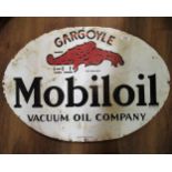 Large oval enamel advertising sign, ' Gargoyle Mobiloil Vacuum Oil Company ', 48cms x 70.5cms