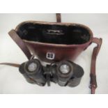 Pair of Negretti & Zambra, Carl Zeiss Jena 8x40 binoculars in original leather case