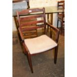 Set of six (four plus two) 20th Century teak ladderback chairs