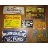 Small enamel advertising sign for ' Longman and Martinez Pure Paints ', 20cms x 43cms, another '
