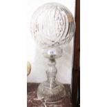 Cut glass table lamp with shade