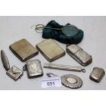 Group of small silver items, comprising of a silver vesta case with integral sovereign holder, two