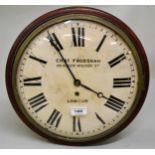 19th Century mahogany circular wall clock, the convex dial with Roman numerals signed Charles