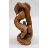 Contemporary carved wooden sculpture by Harry Iles, dated '78, 64cm high