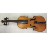 Early 20th Century student sized violin, the two piece back measuring 11.75ins