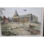 Margaret Wickett, watercolour of Westerham church, two coloured prints of Westerham and an