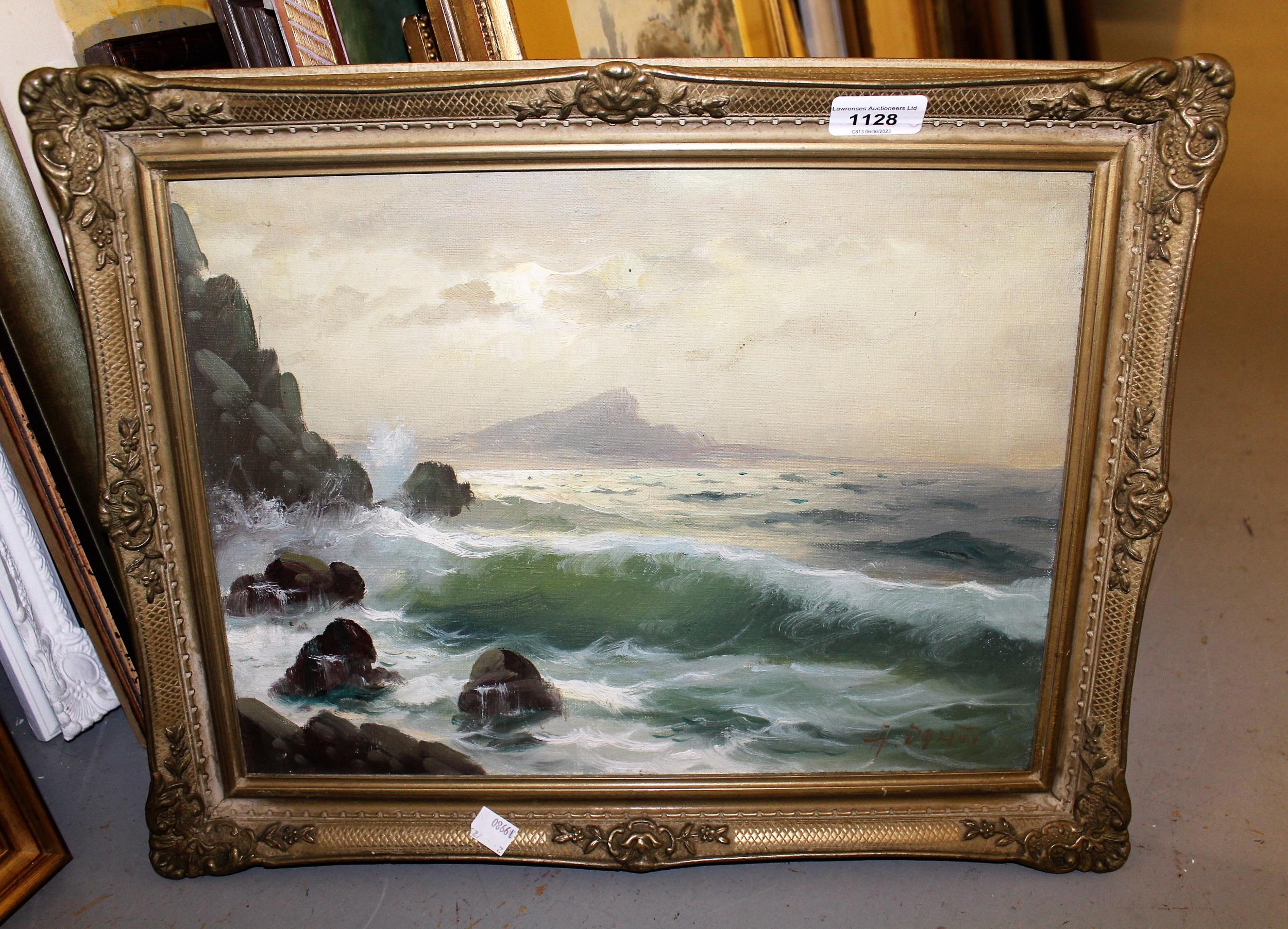 Oil on textured board, coastal scene, probably the West Country, indistinctly signed and another,