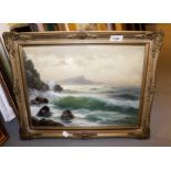 Oil on textured board, coastal scene, probably the West Country, indistinctly signed and another,